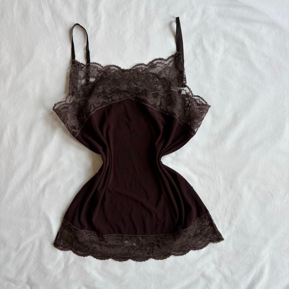 Y2K Lace Cami Vintage Privilege Classics Brown Top - Size S